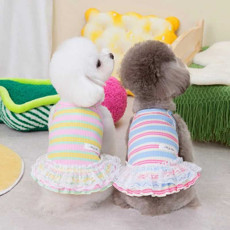Puppy Summer Clothes Pet Outfit ,     Dog Dress  -  Cat Vest   -    Chihuahua Bichon Yorkie Suspenders Skirt