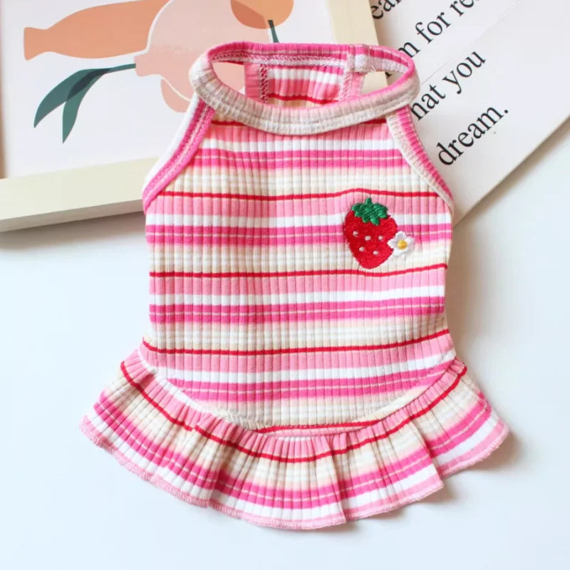Puppy Summer Clothes Pet Outfit ,     Dog Dress  -  Cat Vest   -    Chihuahua Bichon Yorkie Suspenders Skirt