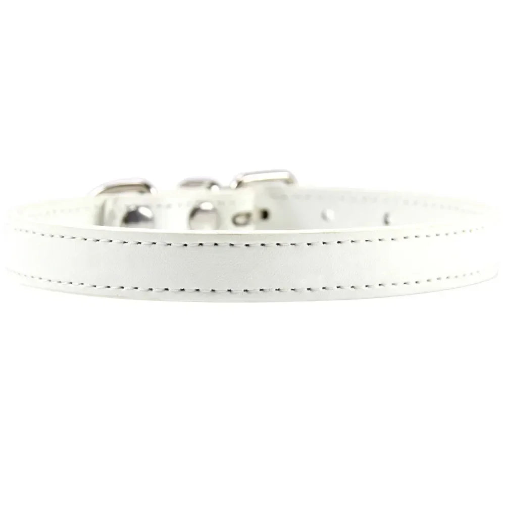 Colorful Leather Cat Dog Collar Cute Adjustable