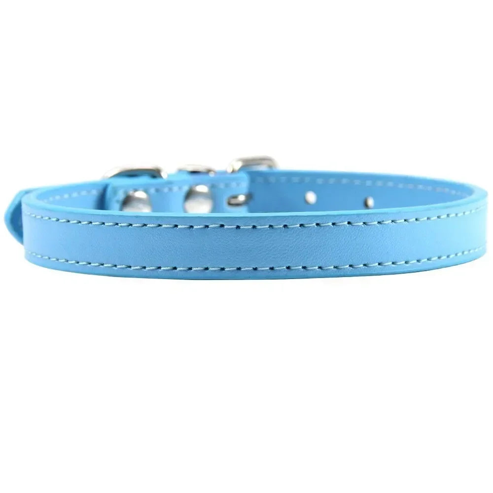 Colorful Leather Cat Dog Collar Cute Adjustable