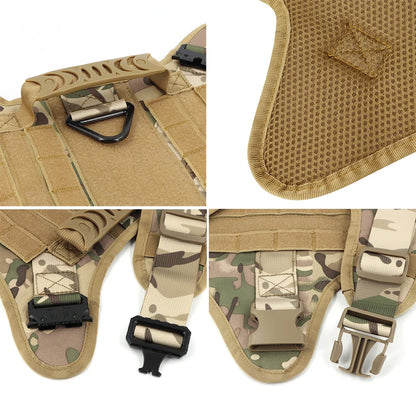 Tactical Dog Harness Leash Set , Pet Vest Handle
