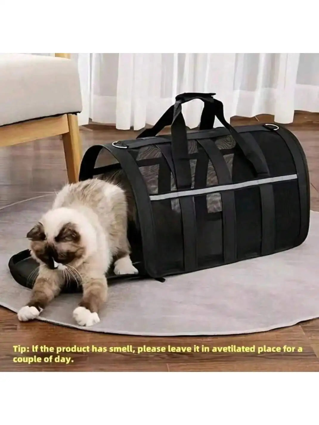 1Pc  Ventilated Pet Carrier Bag - Lightweight, Durable Nylon