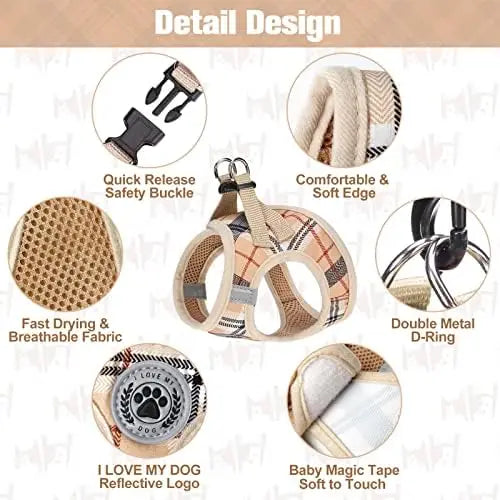 Safe Harness for Small Dogs & Cats – Set – Safe & Reflective for Puppy
