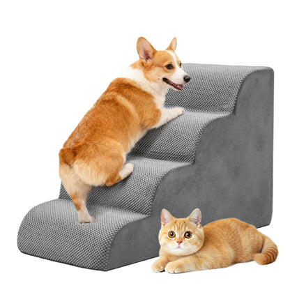 3-5 Step High-Density Foam Dog Stairs ,  Curved Steps Indoor Non-Slip