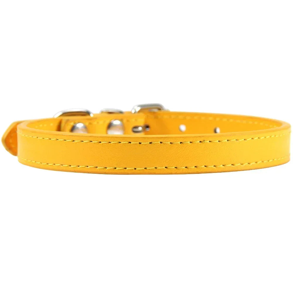 Colorful Leather Cat Dog Collar Cute Adjustable