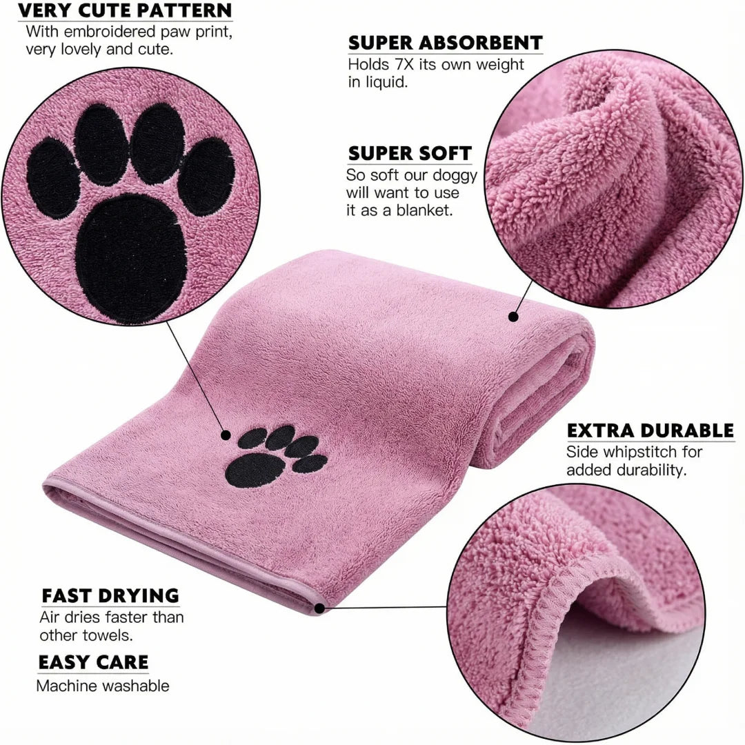 Super Absorbent Dog Bath Towel - Quick-Drying Soft Pet Towel