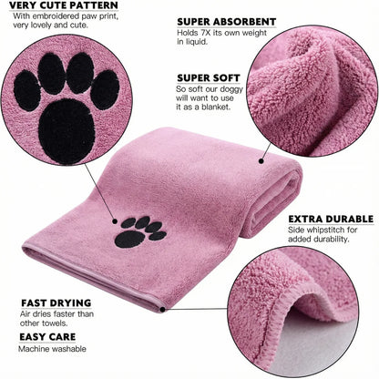 Super Absorbent Dog Bath Towel - Quick-Drying Soft Pet Towel