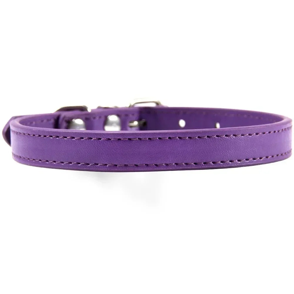 Colorful Leather Cat Dog Collar Cute Adjustable
