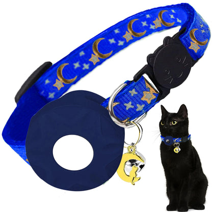 Apple Tag Pet Collar with Air-Tag Holder & Moon Ornament
