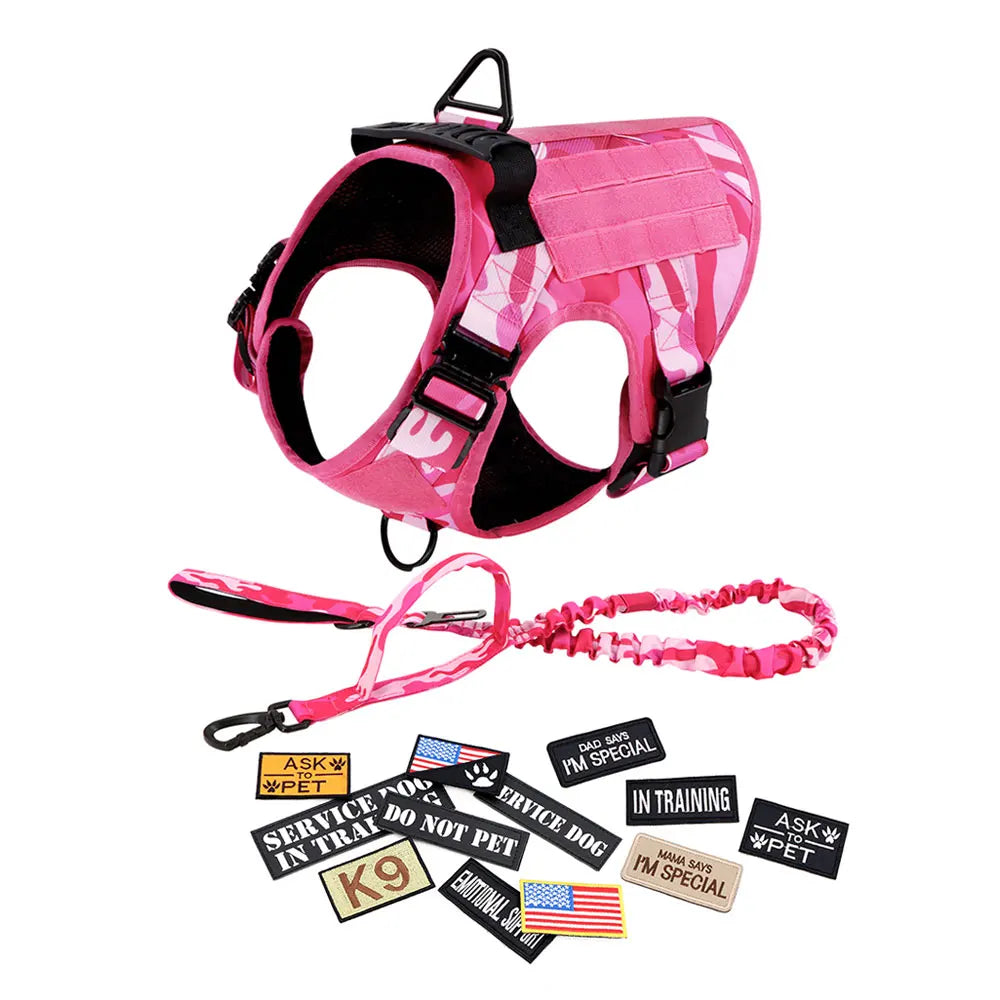 Dog Harness For Large Medium Dogs Leash Adjustable Tactical Training Vest