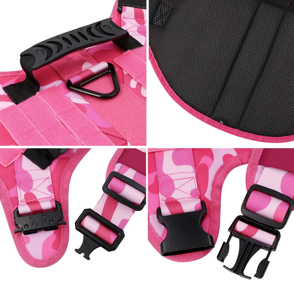 Dog Harness For Large Medium Dogs Leash Adjustable Tactical Training Vest