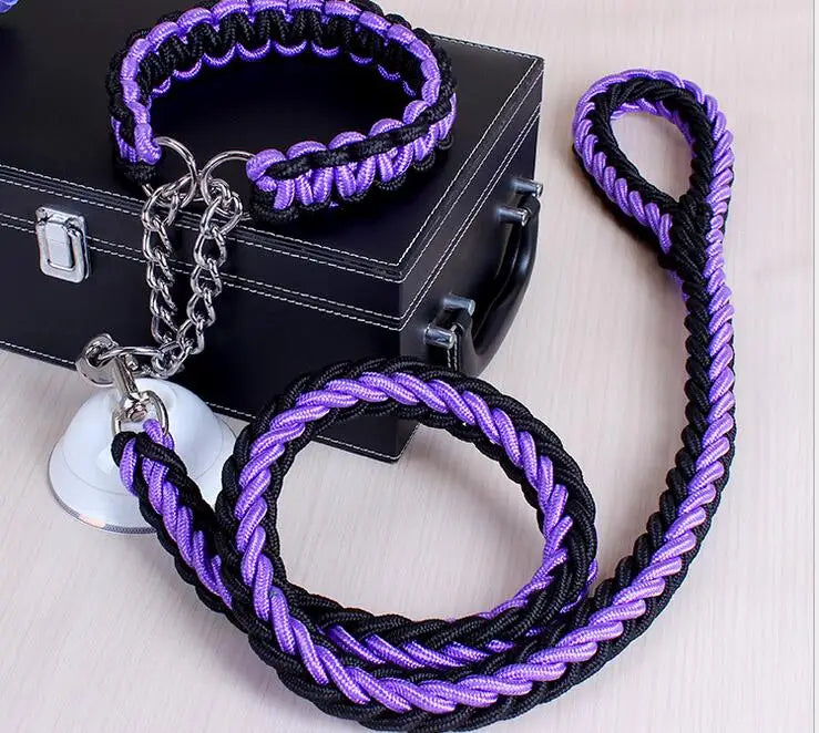 Double Strand Rope Large Dog Leashes Metal P Chain Buckle