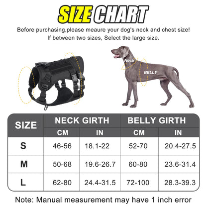 Tactical Chest Strap Large Dog Explosion proof Outdoor Anti slip Tank Top Pet Traction Dog Harness Reinforcement Loop Dog Walkin