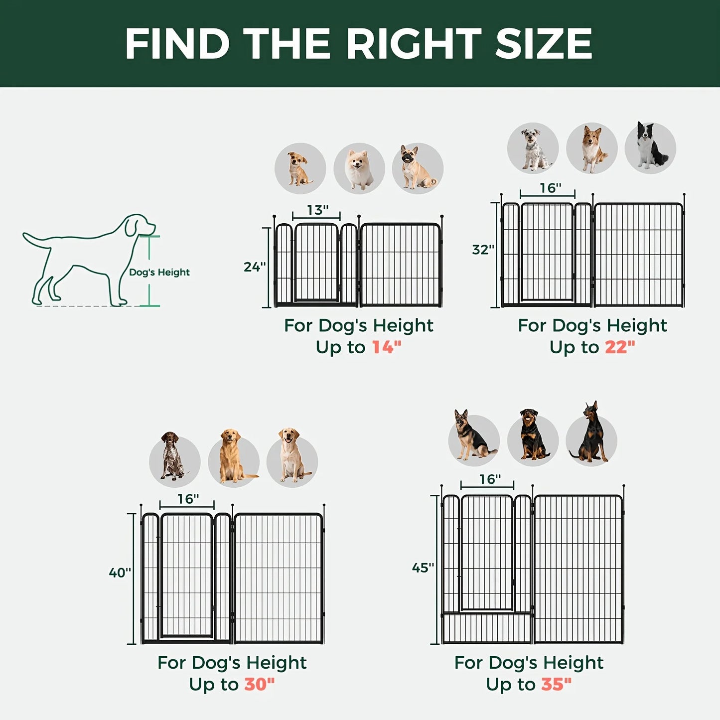 Panels / Dog Playpen , Heavy Duty Metal Pet Fence with Gate -    Portable Exercise Pen