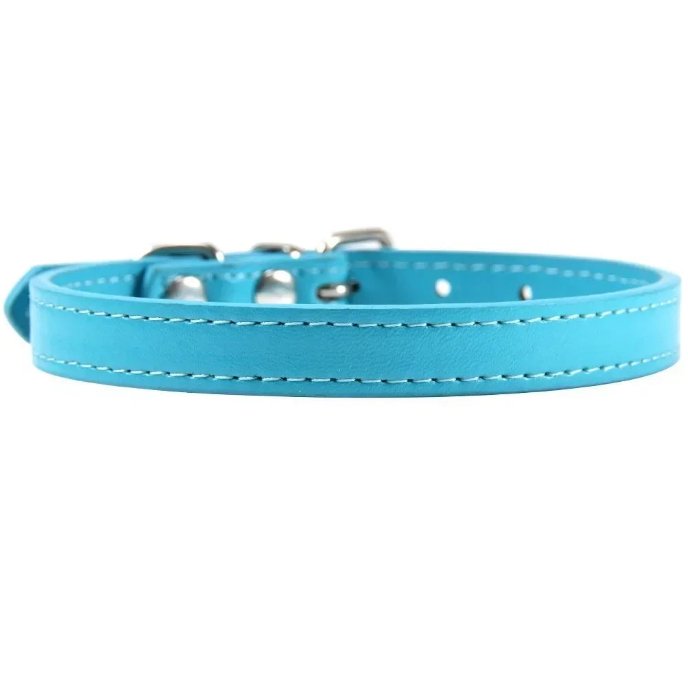 Colorful Leather Cat Dog Collar Cute Adjustable