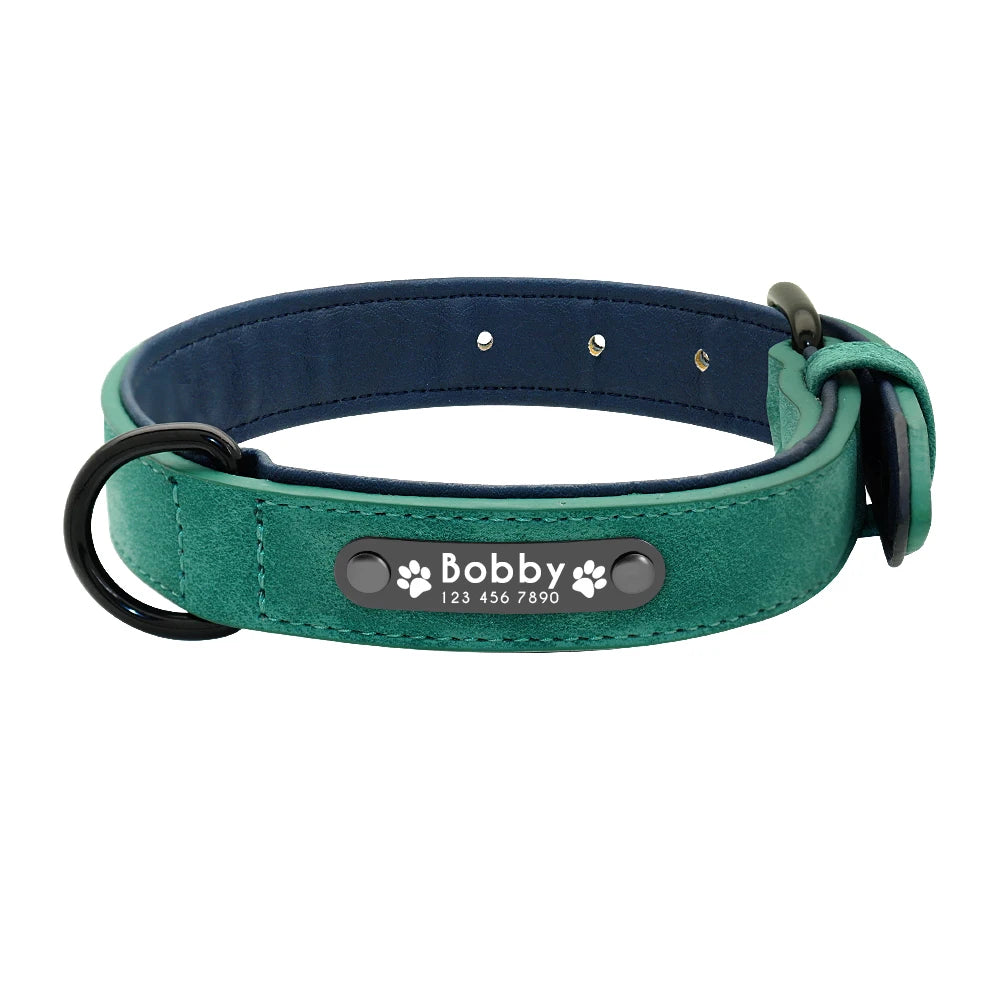Leather Dog  Collars and Leash Set Durable Leather Collar Lead
