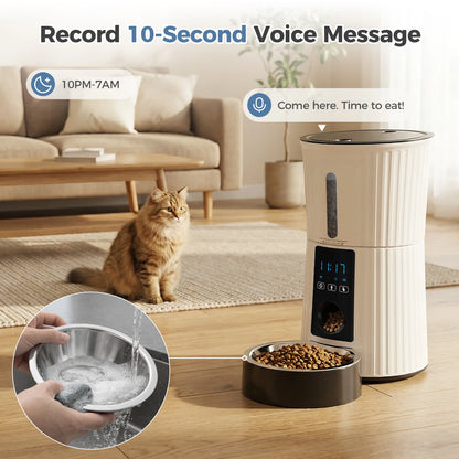 4L Automatic Feeder WiFi Timed  Food Dispenser ,  Dual Power Supply Indoor Programmable