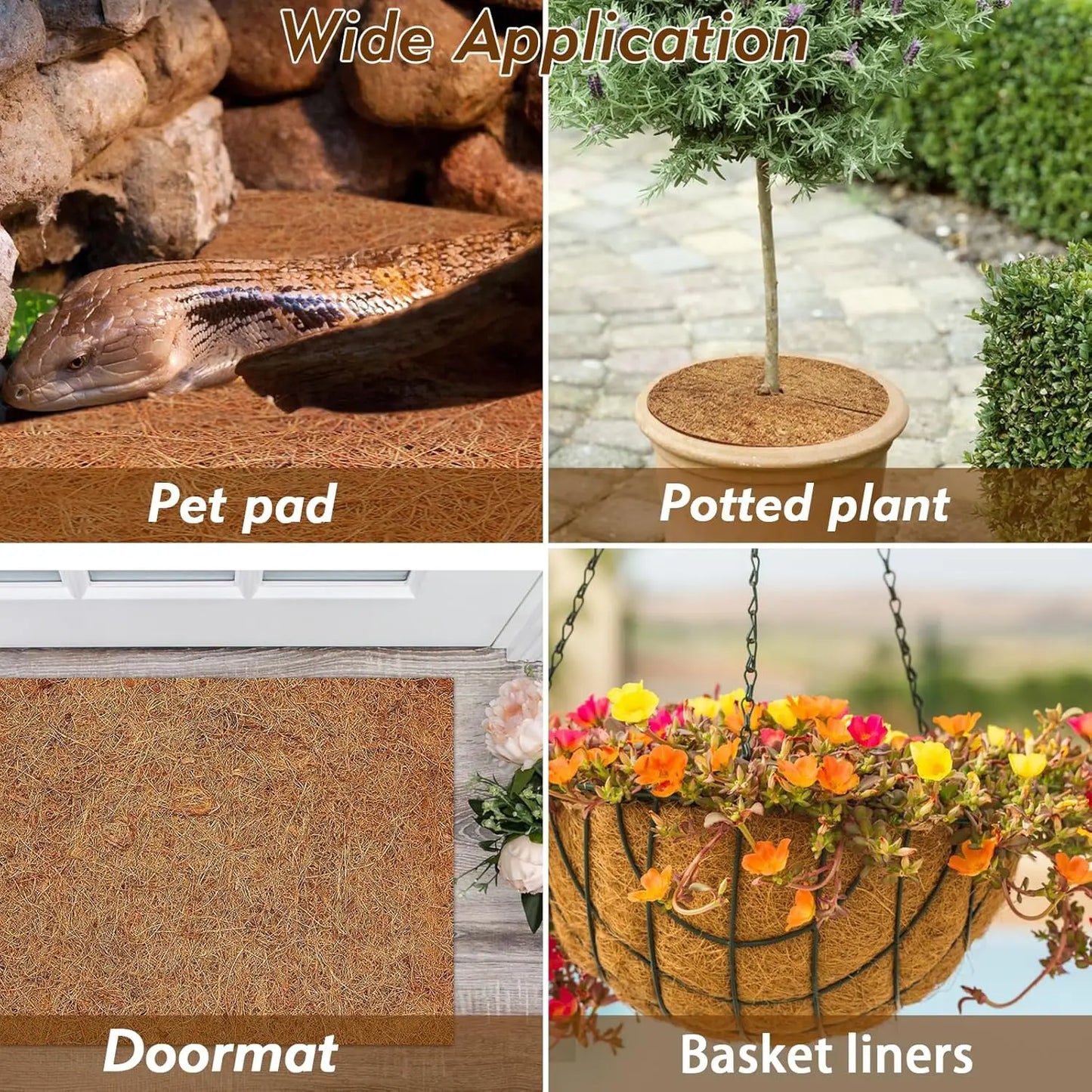 3 Rolls ,
 Carpet, 24x48in Natural Coconut Fiber Liner Mat Substrate Bedding