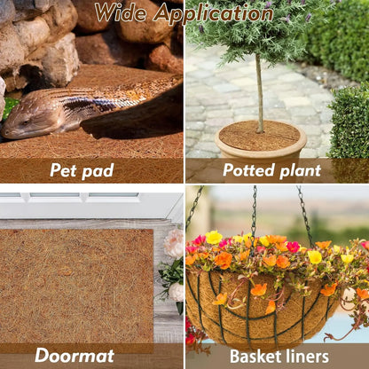 3 Rolls ,
 Carpet, 24x48in Natural Coconut Fiber Liner Mat Substrate Bedding