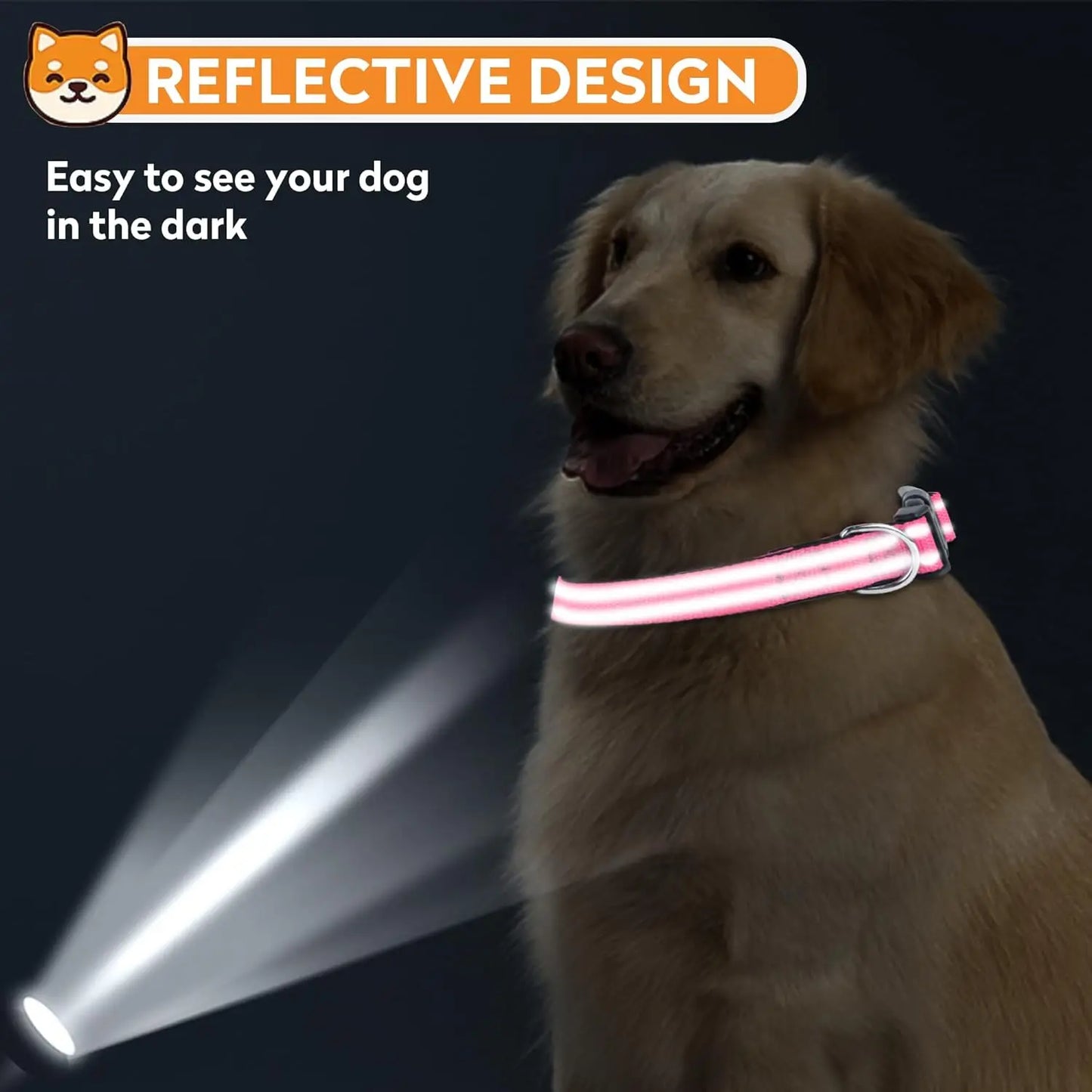 Reflective Dog Collar, Adjustable Soft Neoprene Padded Nylon