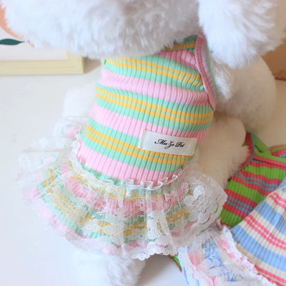 Puppy Summer Clothes Pet Outfit ,     Dog Dress  -  Cat Vest   -    Chihuahua Bichon Yorkie Suspenders Skirt