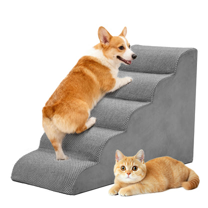 3-5 Step High-Density Foam Dog Stairs ,  Curved Steps Indoor Non-Slip