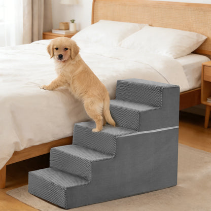 3-5 Step Right Angled Foam Non-Slip Pet Ladder Ramp Stairs For Home