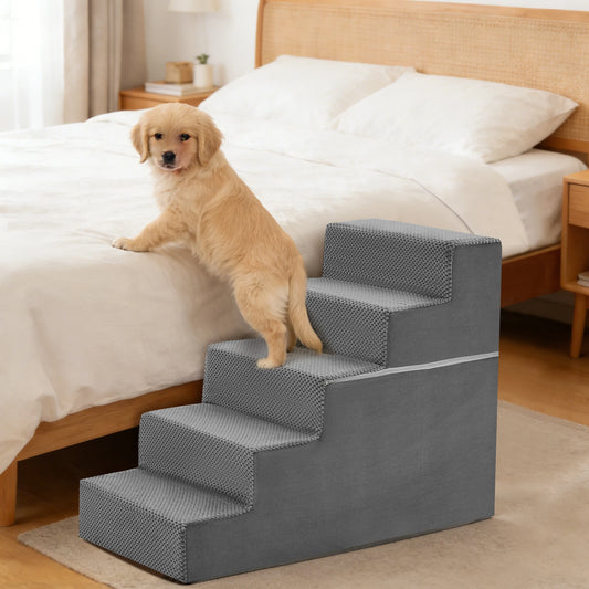 3-5 Step Right Angled Foam Non-Slip Pet Ladder Ramp Stairs For Home
