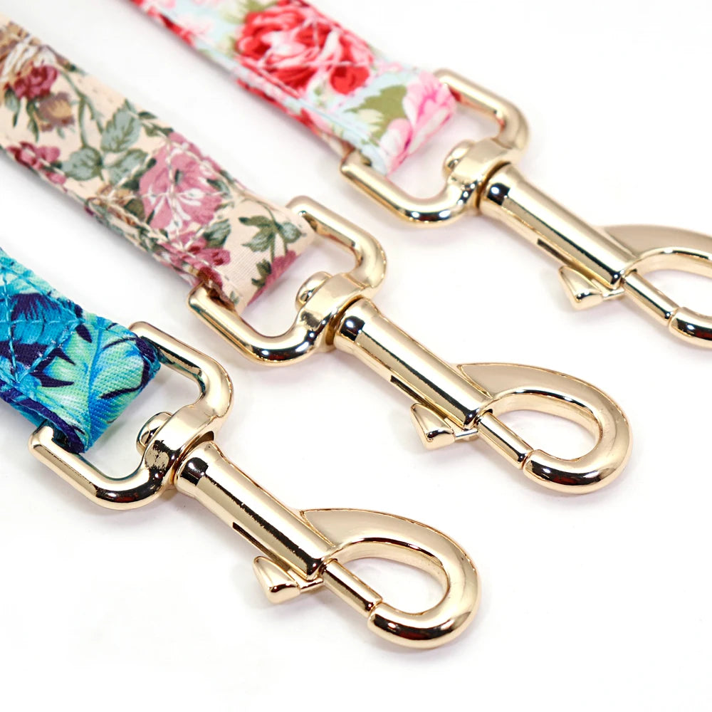 Printed Dog Collar Leash Set Customized  Engraved Nameplate