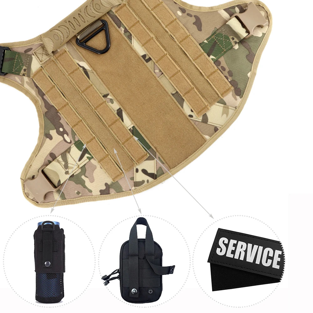 Tactical Dog Harness Leash Set , Pet Vest Handle
