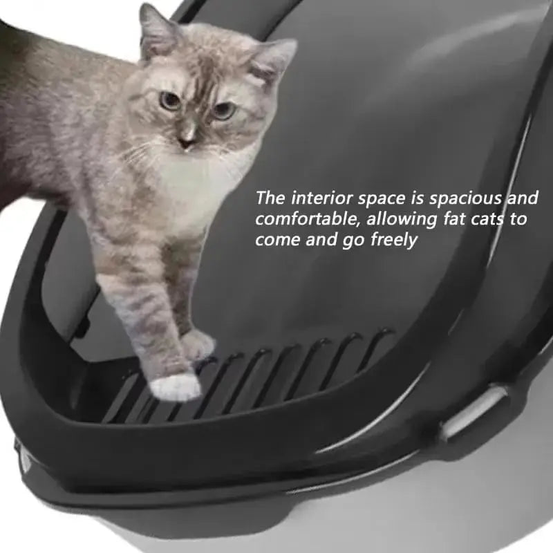 Semi-Enclosed Cat Litter Box  High Sides