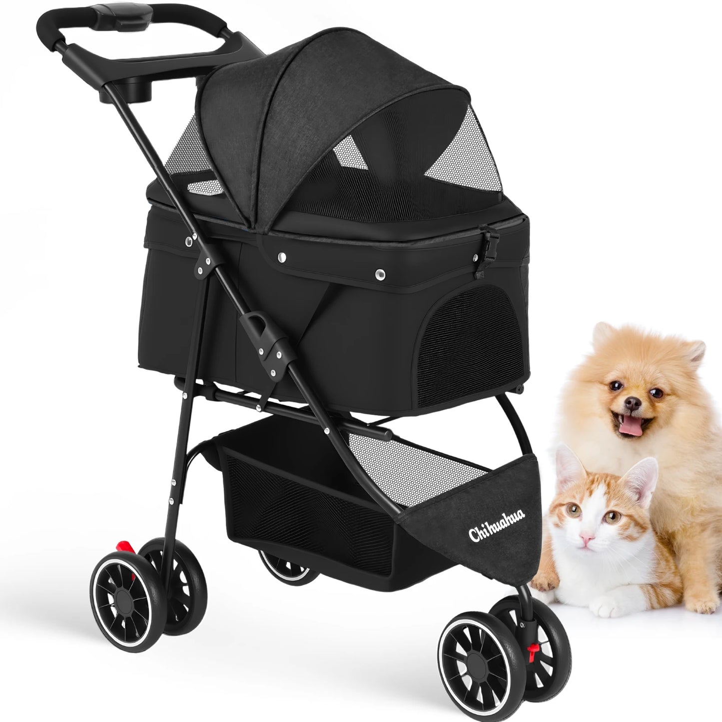 Pet Stroller ,3 Wheels Foldable with  Mesh Canopy 
Outdoor Travel