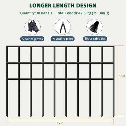 No Dig Garden Fence, 30 Panels Animal Barrier  ,  Anti Digging,     Outdoor Yard Edging