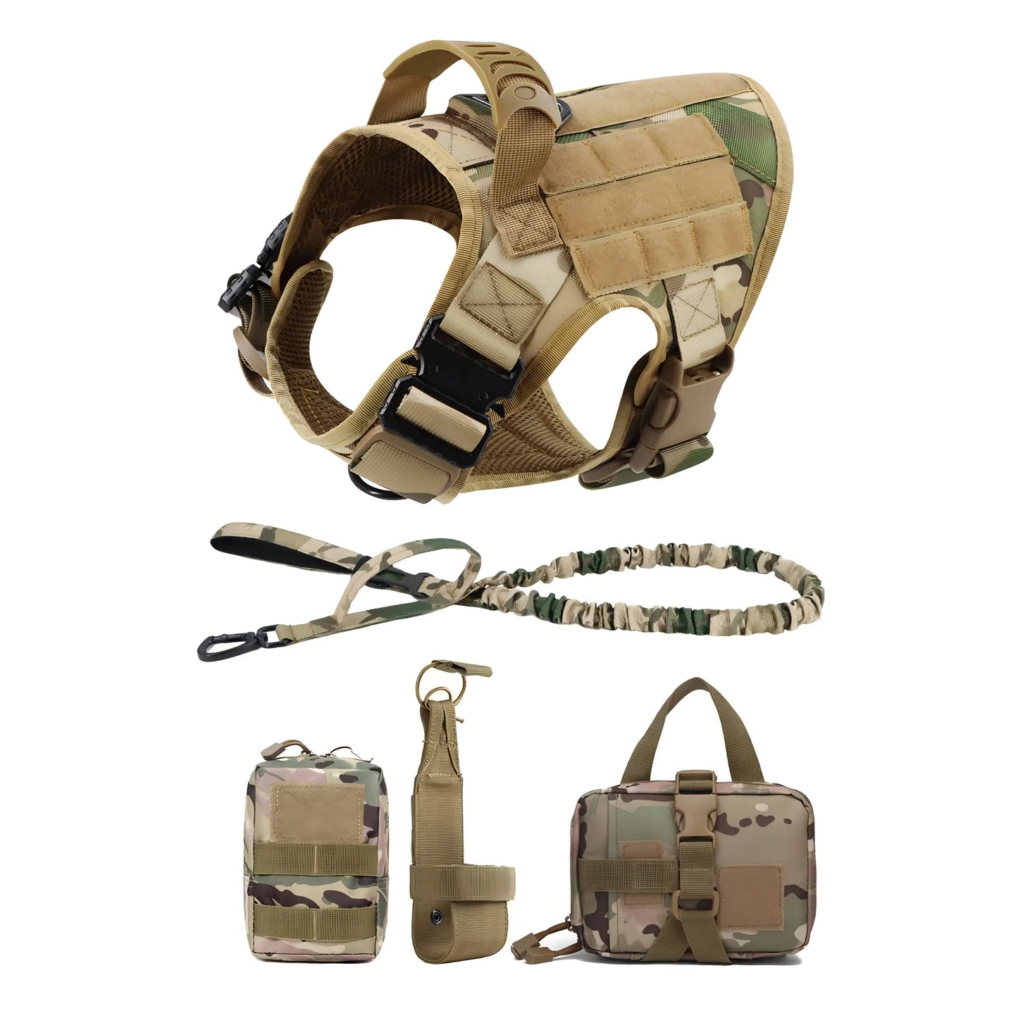Tactical Dog Harness With Leash And Detachable Pocket Pack