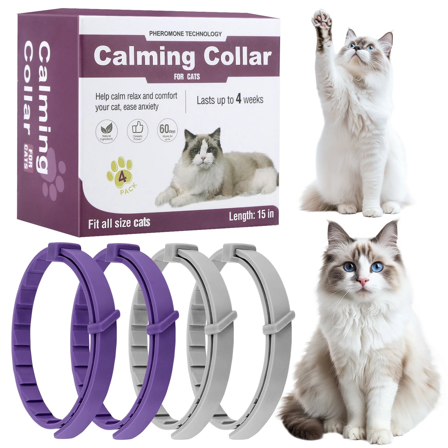 4Pcs Cat Calming Collar Calming Pheromone Collar