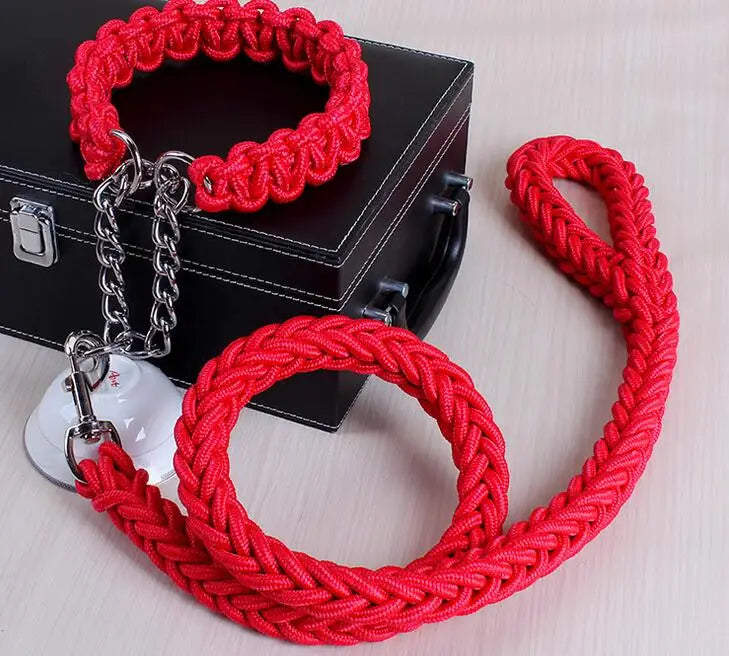 Double Strand Rope Large Dog Leashes Metal P Chain Buckle