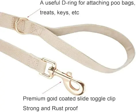 Adjustable Soft Corduroy Collar & Leash Set for Small Dogs