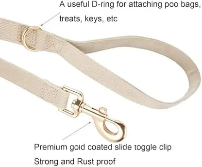 Adjustable Soft Corduroy Collar & Leash Set for Small Dogs