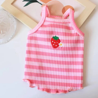 Puppy Summer Clothes Pet Outfit ,     Dog Dress  -  Cat Vest   -    Chihuahua Bichon Yorkie Suspenders Skirt