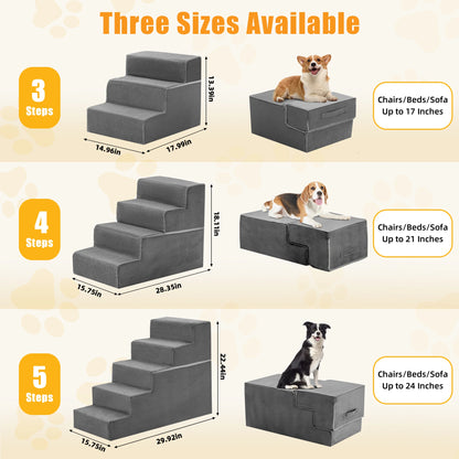 3-5 Step Right Angled Foam Non-Slip Pet Ladder Ramp Stairs For Home