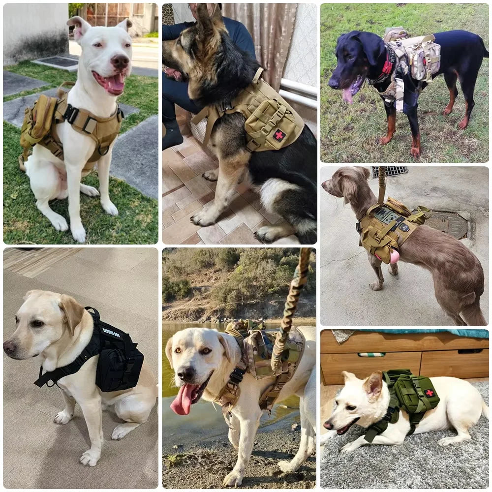 Tactical Dog Harness With Leash And Detachable Pocket Pack