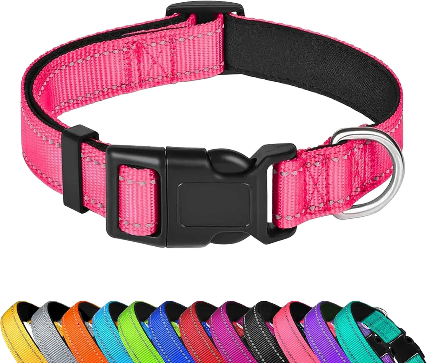 Reflective Dog Collar, Adjustable Soft Neoprene Padded Nylon