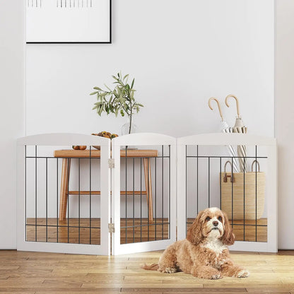 Foldable Wooden Dog Gate for Stairs, Doorways