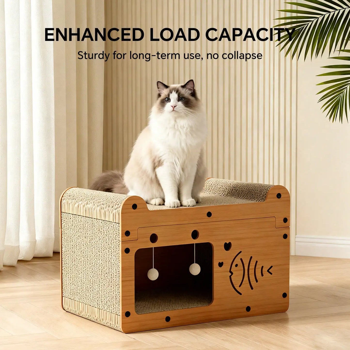 Cat Scratching Board And Resting Bed | With Hanging Toys,