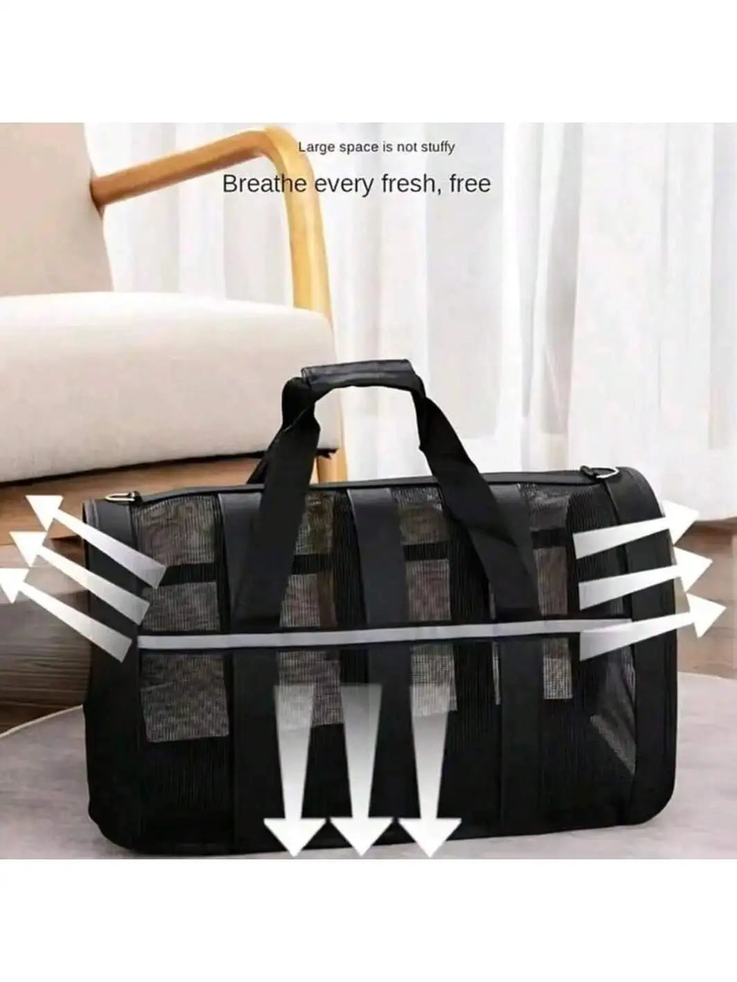 1Pc  Ventilated Pet Carrier Bag - Lightweight, Durable Nylon
