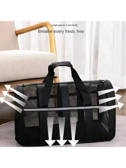 1Pc  Ventilated Pet Carrier Bag - Lightweight, Durable Nylon