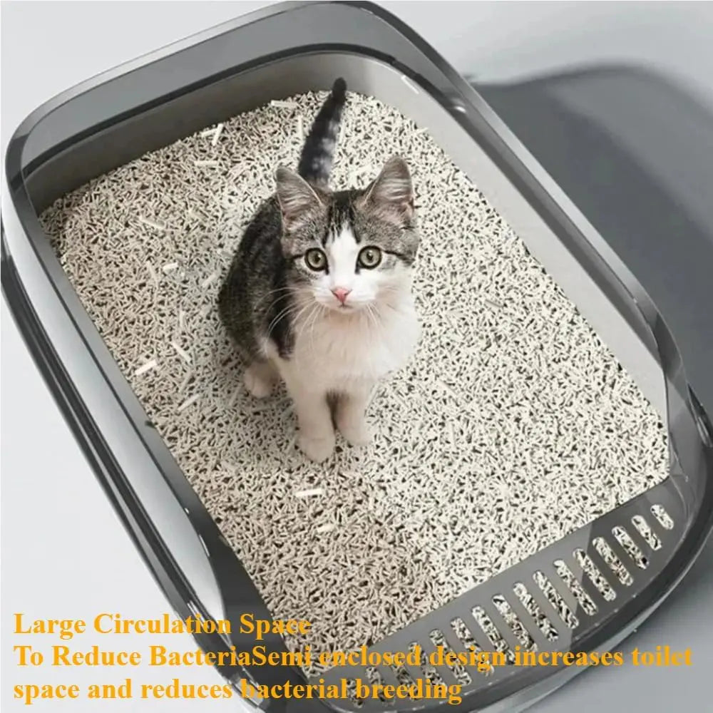 Semi-Enclosed Cat Litter Box  High Sides