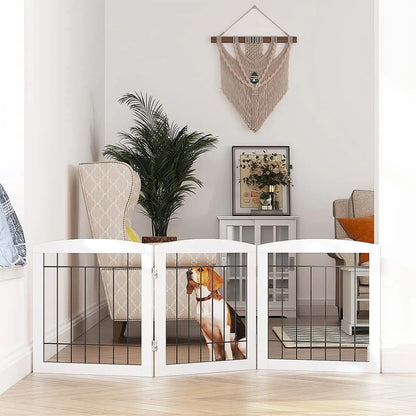 Foldable Wooden Dog Gate for Stairs, Doorways
