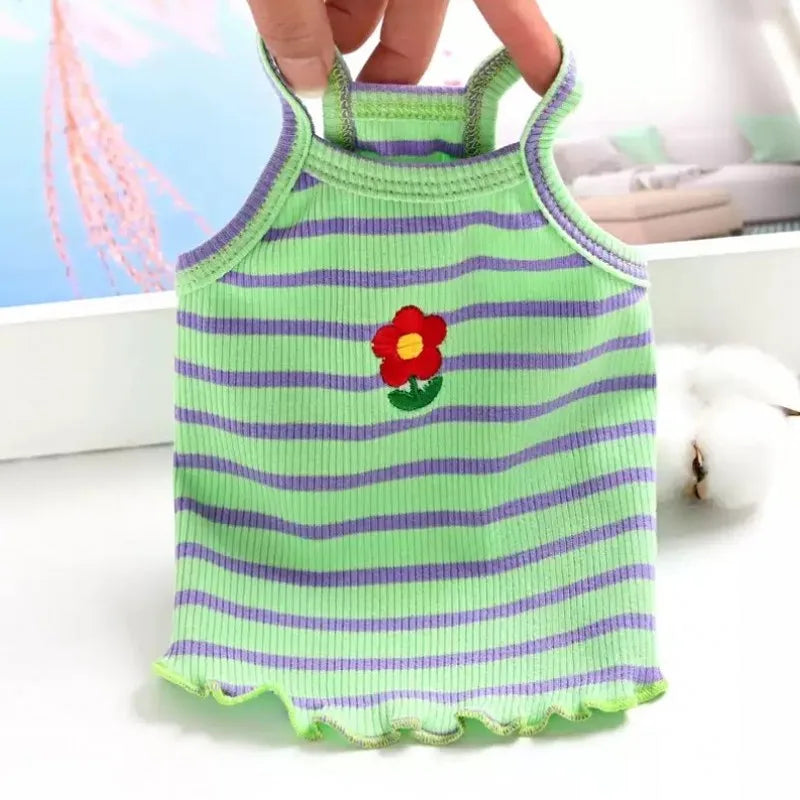 Puppy Summer Clothes Pet Outfit ,     Dog Dress  -  Cat Vest   -    Chihuahua Bichon Yorkie Suspenders Skirt