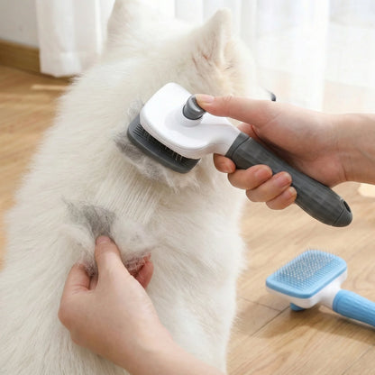 Self-Cleaning Slicker Comb with Round-Tip Bent Needles,